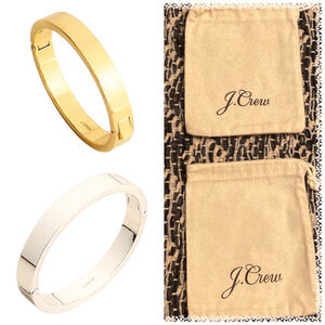 J. Crew Set of 2 3/8” Bangle Bracelets Gold and Silver OS with Dust Bags